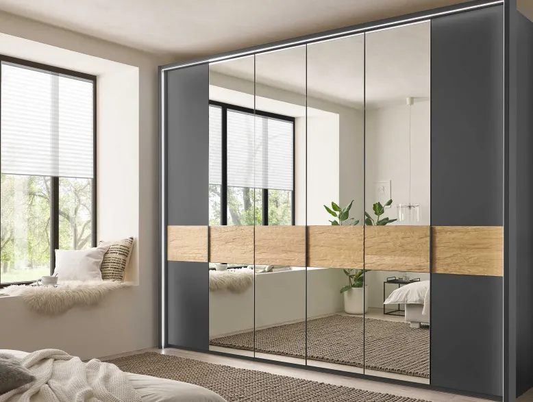Acapulco Kleiderschrank grau mit Spiegel