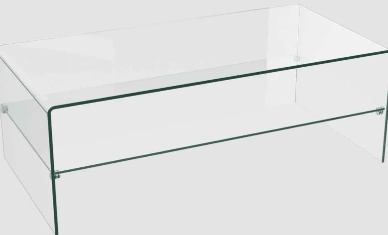 Atena Couchtisch Glas mit Ablage