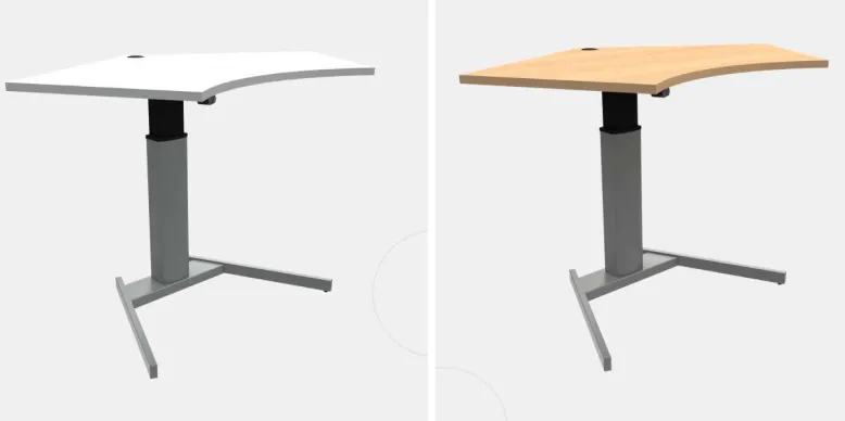 ConSet Stehschreibtisch höhenverstellbar trapezförmig buche o. weiß
