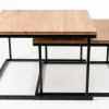 Couchtisch Set quadratisch massiv eiche mit Metallgestell