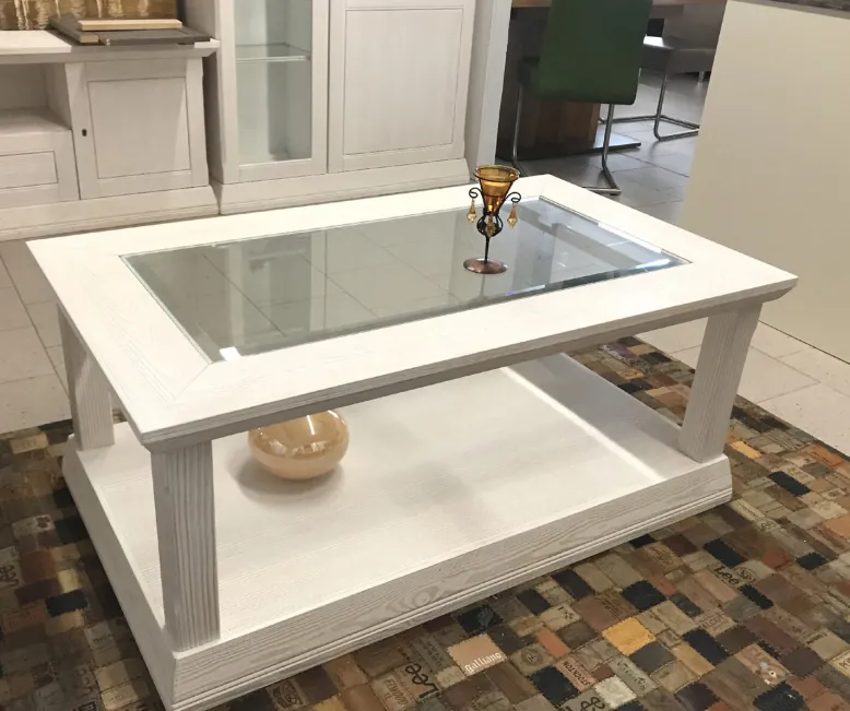 Couchtisch Vienna - Pinie massiv mit Glasplatte