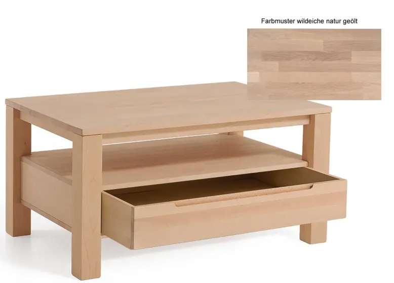 Couchtisch wildeiche massiv mit Schublade