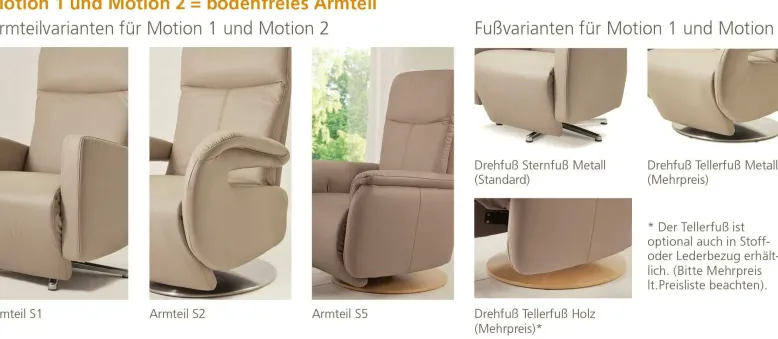 Dietsch Motion Relaxsessel Leder oder Textil wählbar