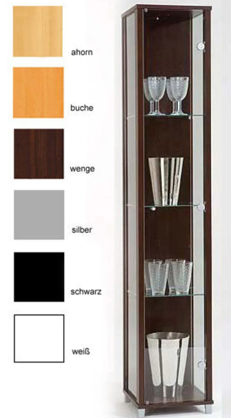 Glasvitrine schmal in 7 Farben