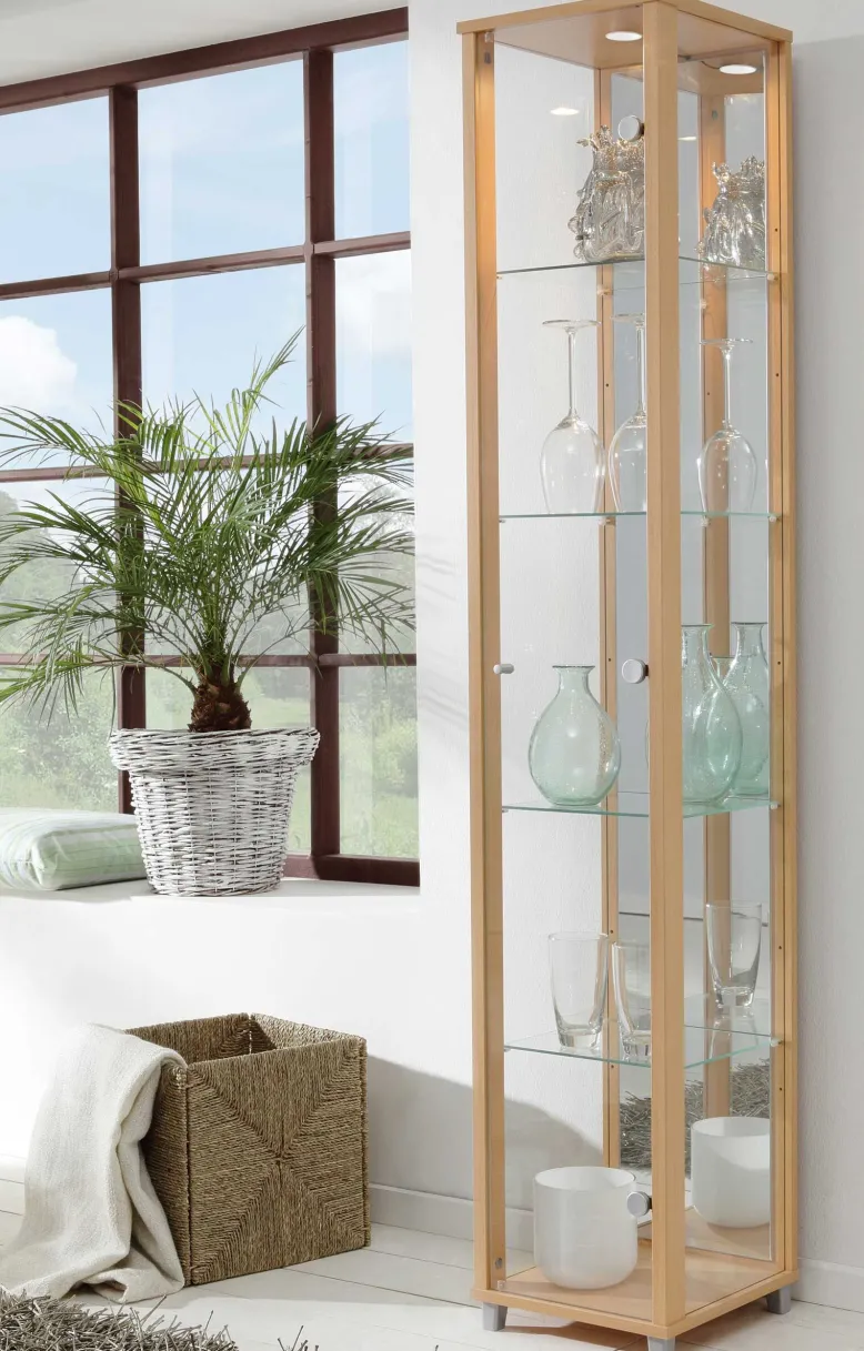 Glas Vitrine schmal in 7 Farben