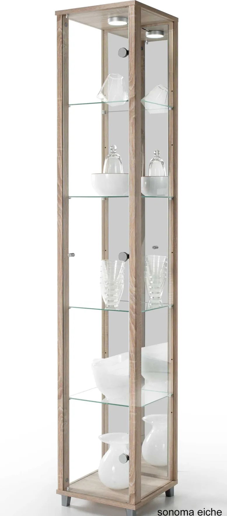 Glas Vitrine schmal in 7 Farben