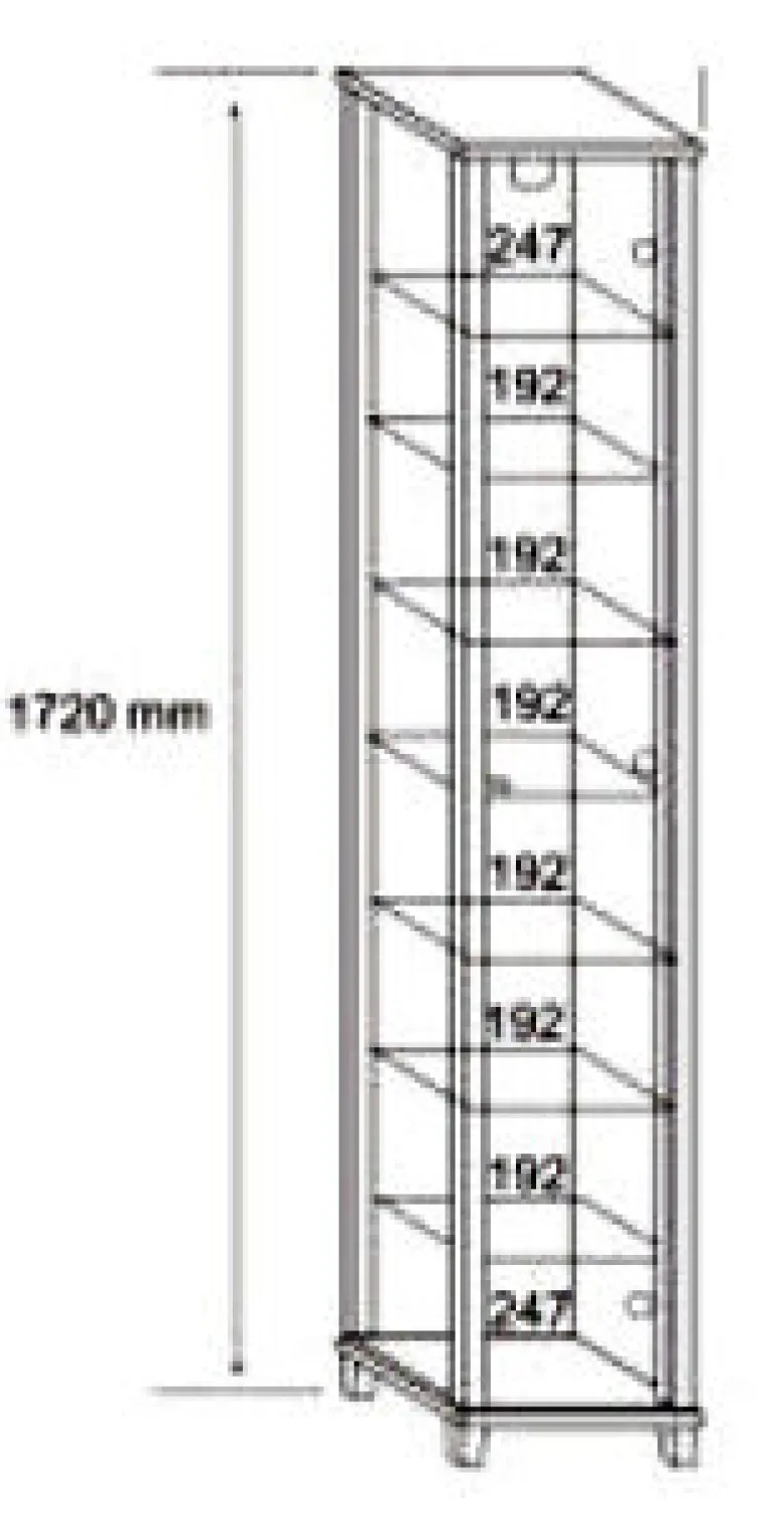 Glas Vitrine schmal in 7 Farben