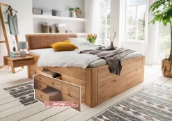 Holzbett mit Schubladen wildeiche
