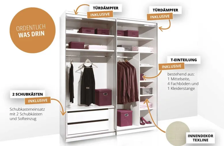 Includo Glas Schwebetürenschrank