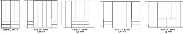Kansas Kleiderschrank mit Schubladen 250 cm