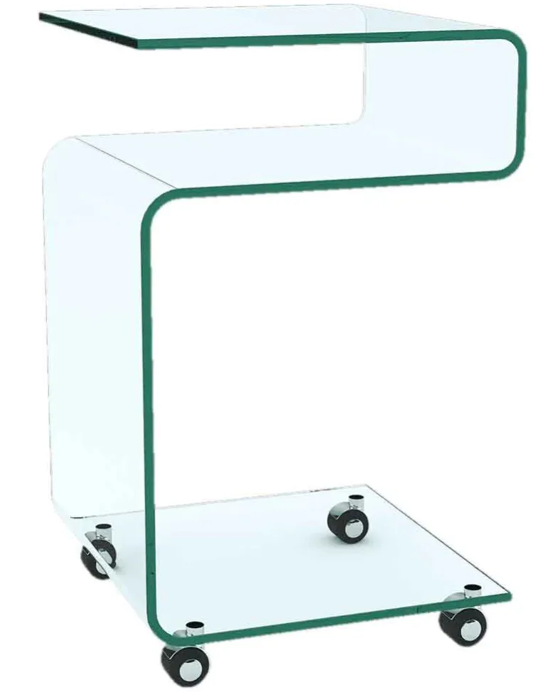 Lili Glas Beistelltisch mit Rollen