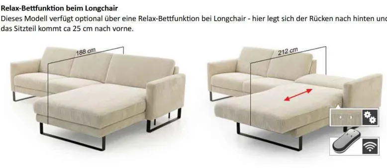 Maximilian Sofa mit Sitztiefenverstellung
