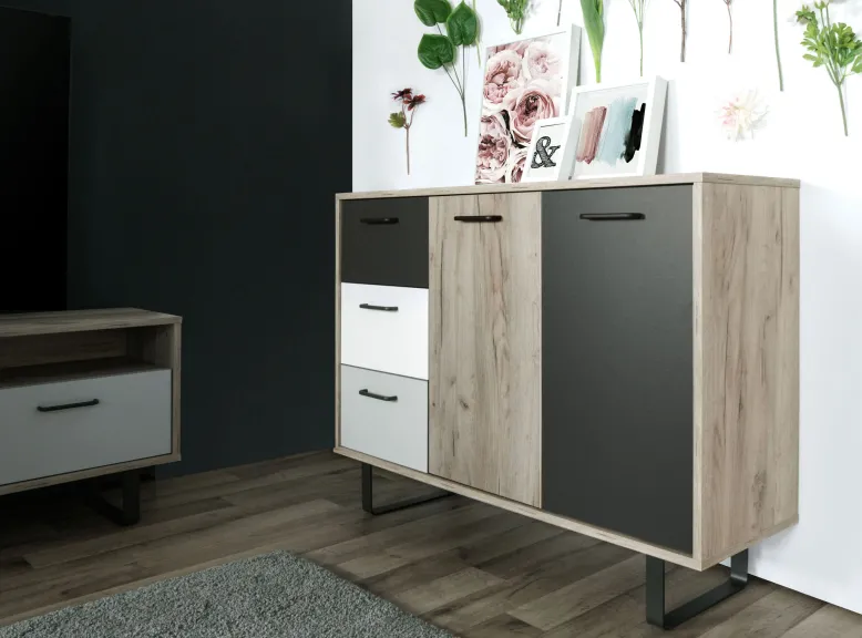Orlando günstige Kommode 120 cm mit Schubkästen u. Türen