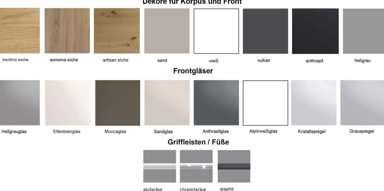 Rubin Kommode mit Türen und Schubladen