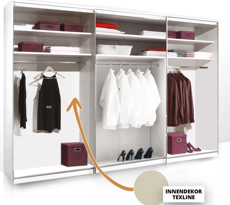 Sonate Como Glas Schwebetürenschrank 3m