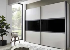 Split Schwebetürenschrank grau