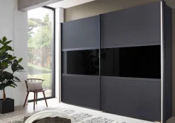 Split Schwebetürenschrank grau