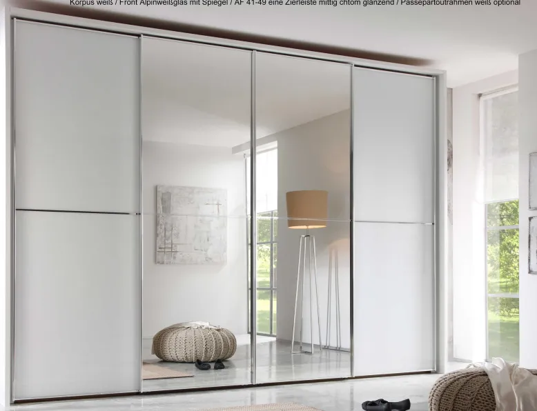 Staud Schwebetürenschrank weiß mit Spiegel