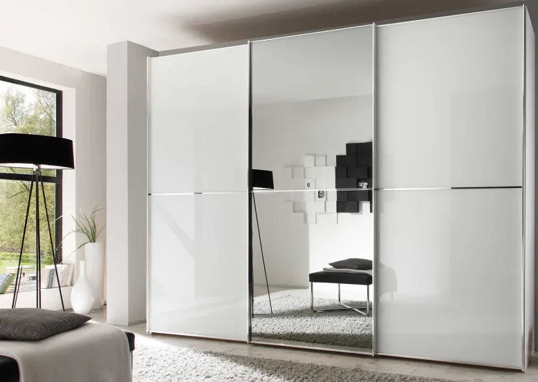 Staud Schwebetürenschrank weiß mit Spiegel