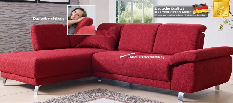 Time Sofa mit Sitztiefenverstellung
