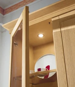 Vienna Landhaus Vitrinenschrank 4-türig mit Beleuchtung Pinie massiv