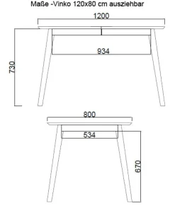 Vinko Esstisch buche massiv 120x80