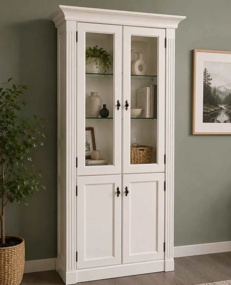 Vitrinenschrank vintage weiss